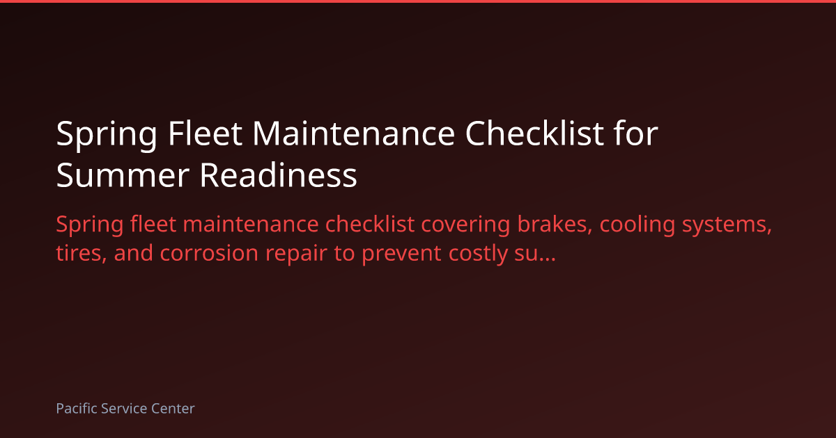 Spring Fleet Maintenance Checklist for Summer Readiness