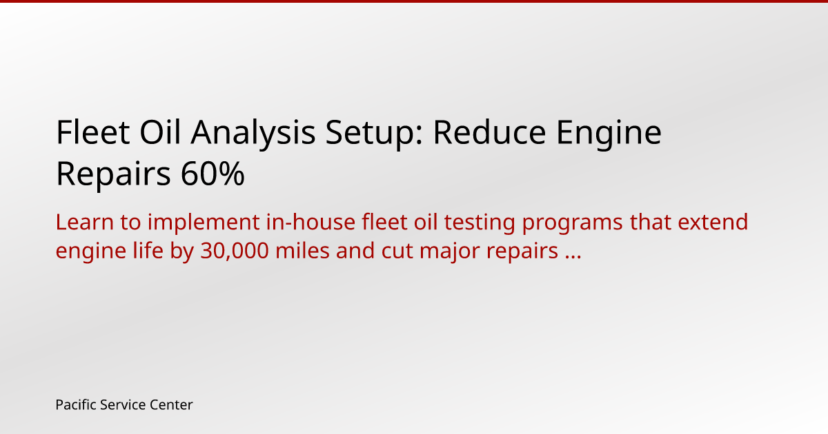 Fleet Oil Analysis Setup: Reduce Engine Repairs 60%