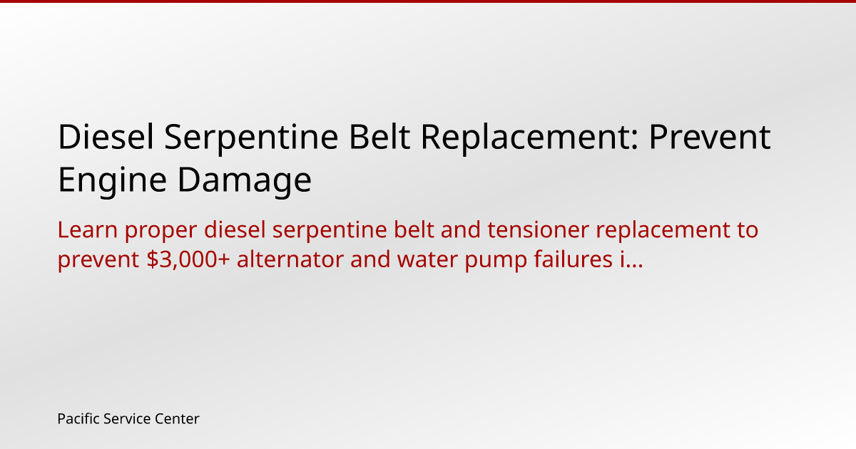 Diesel Serpentine Belt Replacement: Prevent Engine Damage