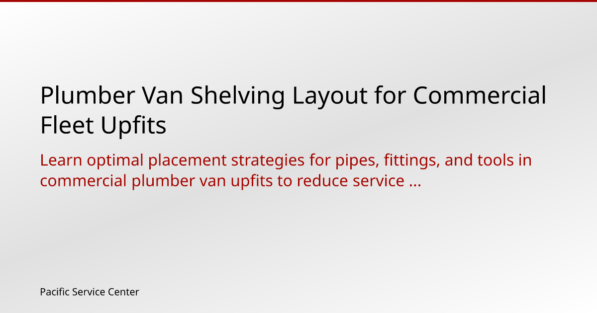 Plumber Van Shelving Layout for Commercial Fleet Upfits
