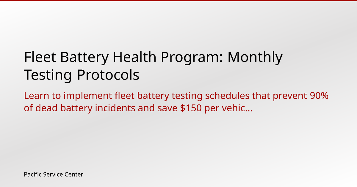 Fleet Battery Health Program: Monthly Testing Protocols