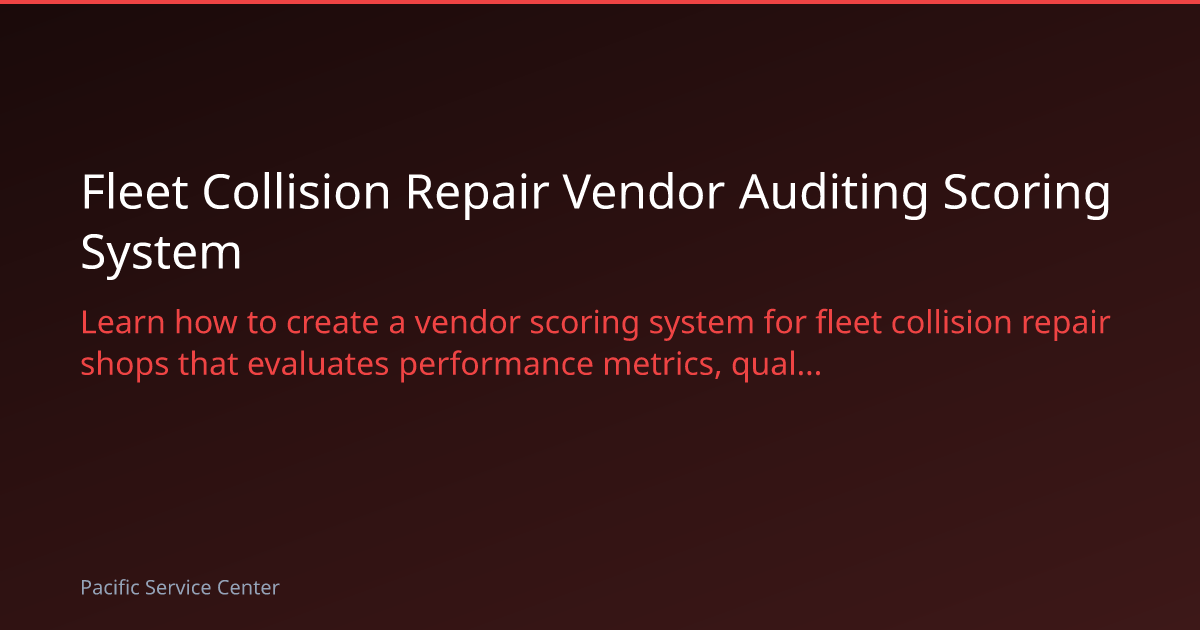 Fleet Collision Repair Vendor Auditing Scoring System