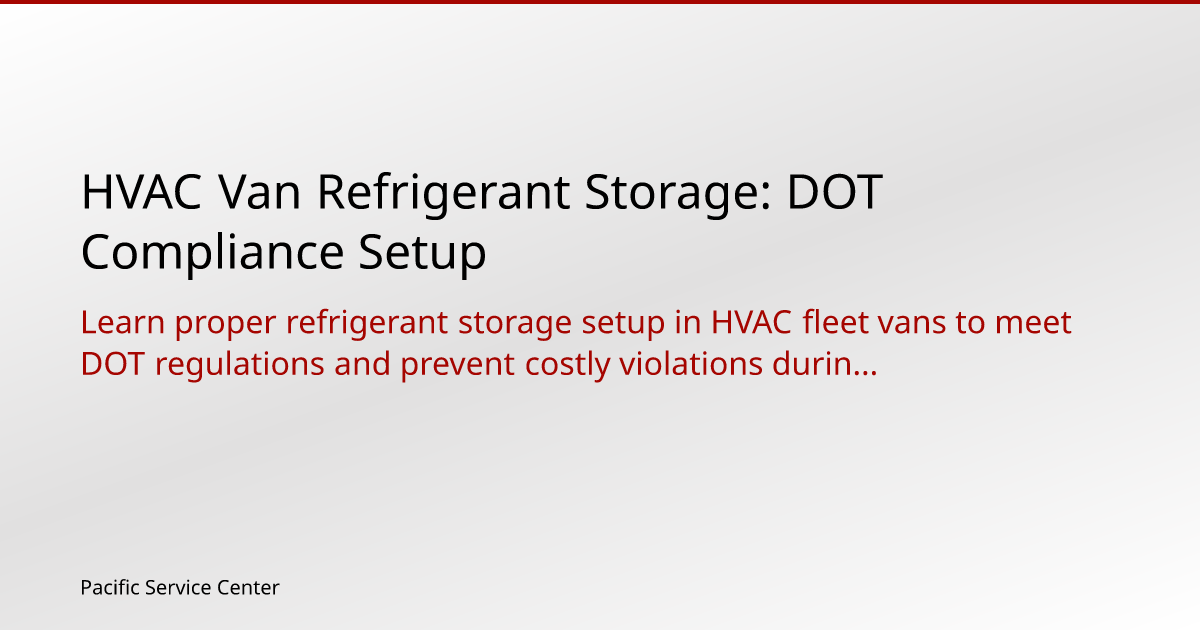 HVAC Van Refrigerant Storage: DOT Compliance Setup