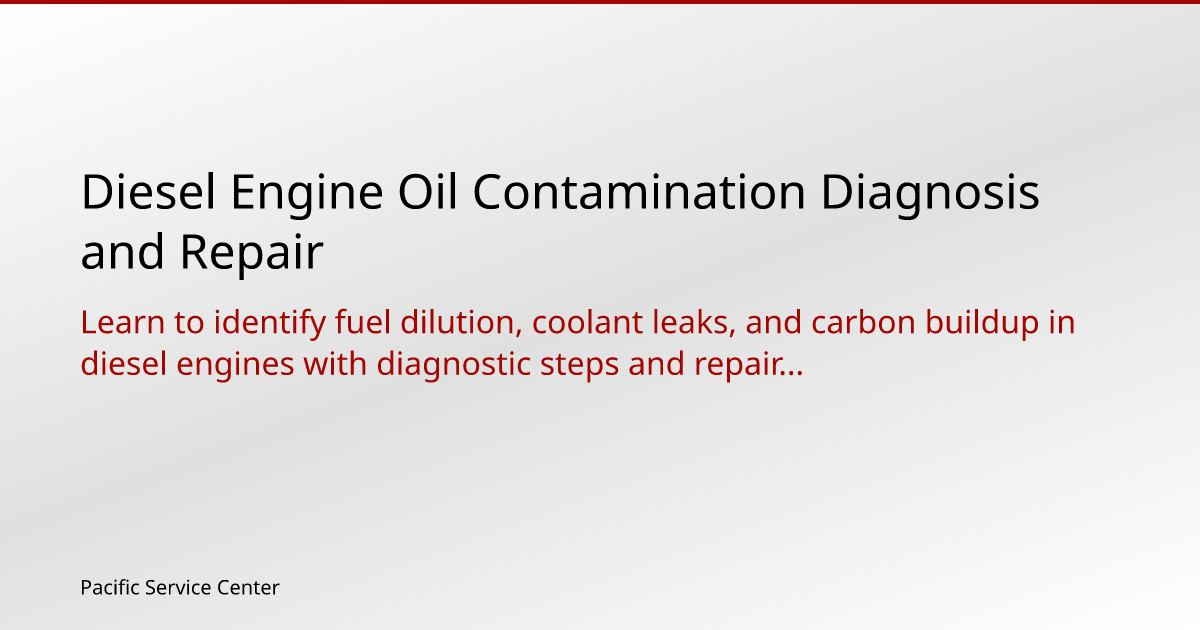 Diesel Engine Oil Contamination Diagnosis and Repair